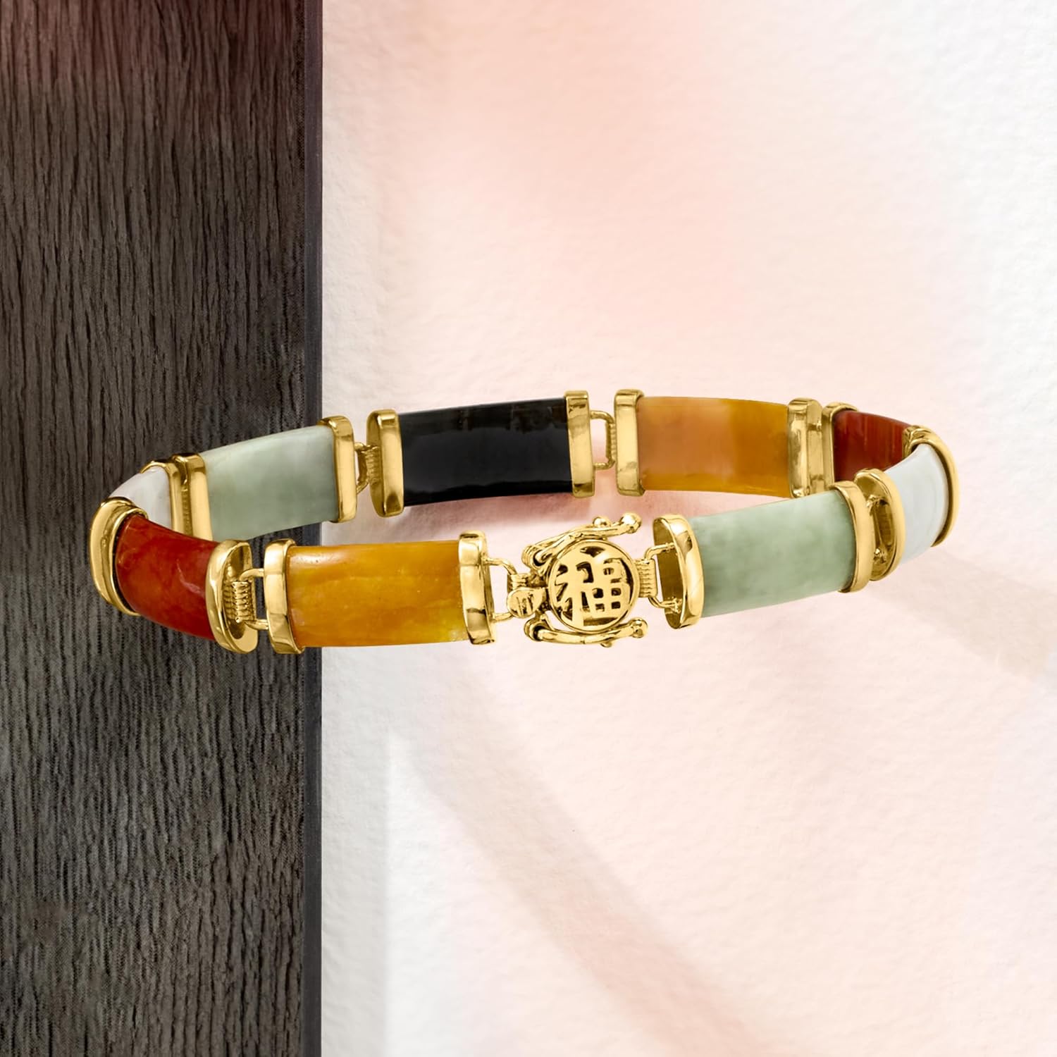 Good Fortune Jade Bracelet in 18Kt Gold over Sterling