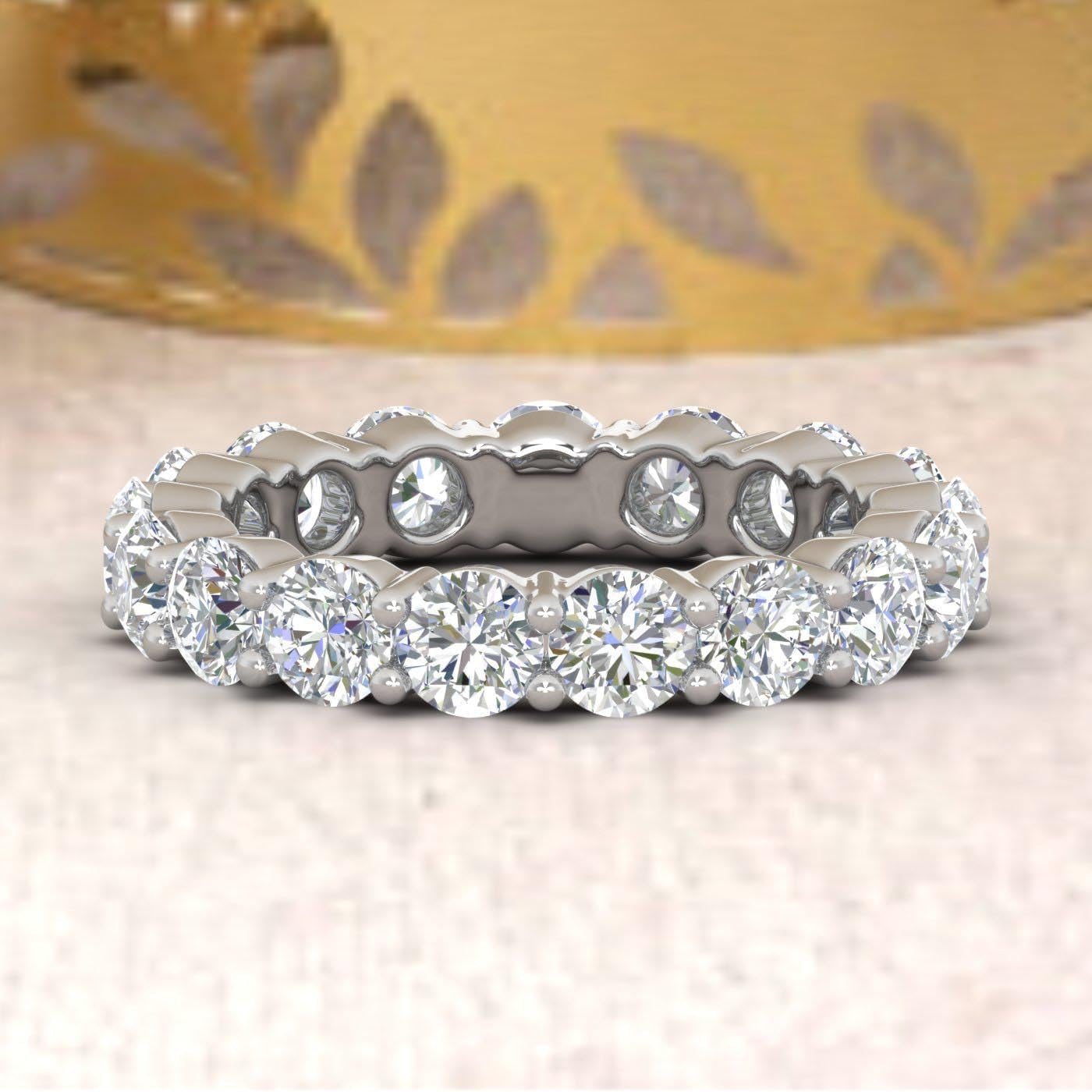 4 Carat Diamond Eternity Wedding Band Ring in 14K Gold - IGI Certified (Premium Collection)