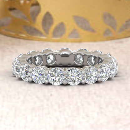 4 Carat Diamond Eternity Wedding Band Ring in 14K Gold - IGI Certified (Premium Collection)