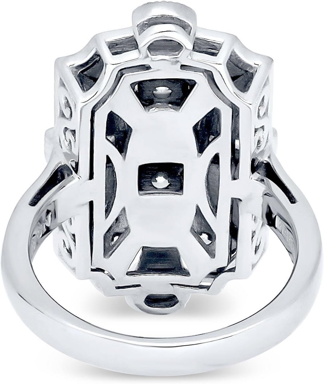 Sterling Silver CZ Navette Statement Cocktail Rings for Women, Art Deco Cubic Zirconia Ring