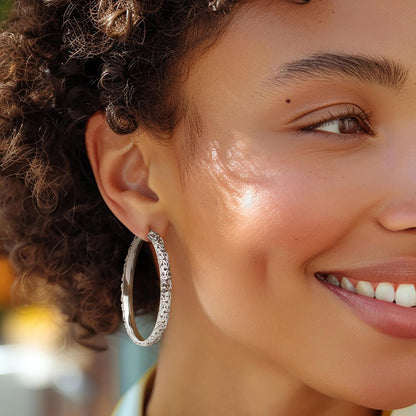 Sterling Silver Extra-Large Byzantine Hoop Earrings