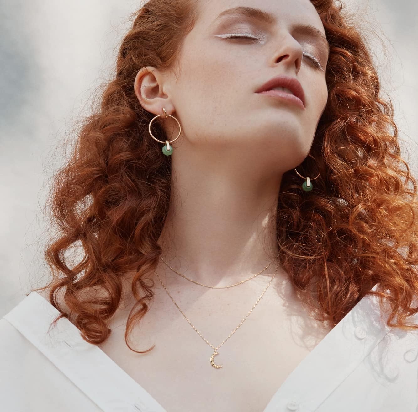 Layered Moon Star Necklace Pave CZ 14K Gold Plated Dainty Crescent Moon Star Pendant Choker Gold Coin Disc Necklace for Women