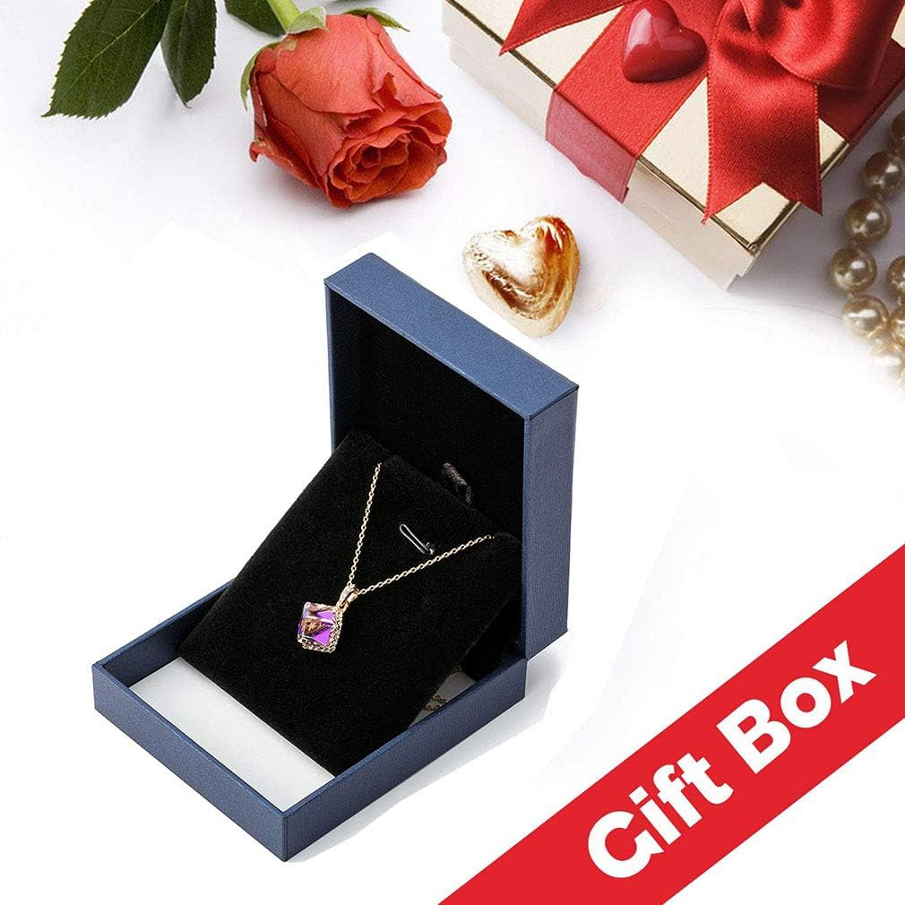 Color Changing Cubic Austrian Crystal Pendant Necklaces for Women 14K Gold Plated Hypoallergenic Jewelry