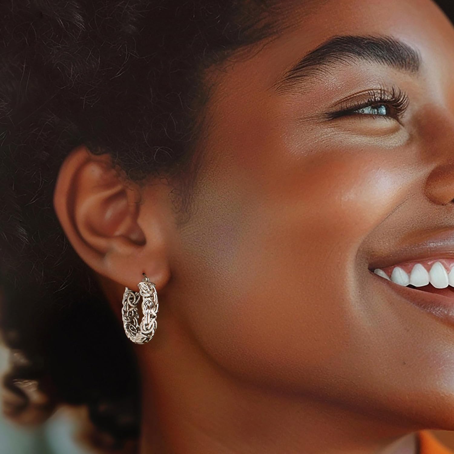 Sterling Silver Byzantine Hoop Earrings