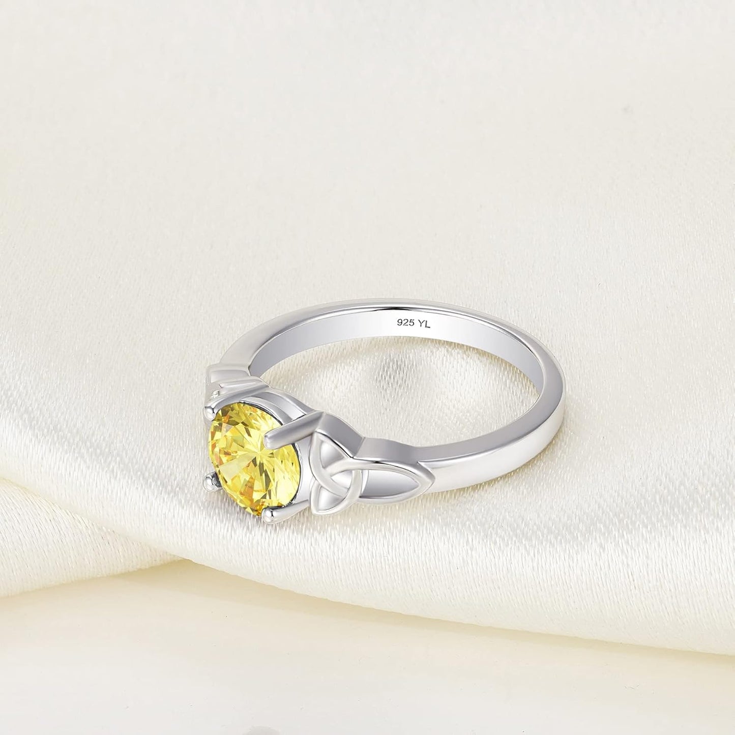 Celtic Knot Rings for Women 925 Sterling Silver round Cut Birthstone Statement Ring