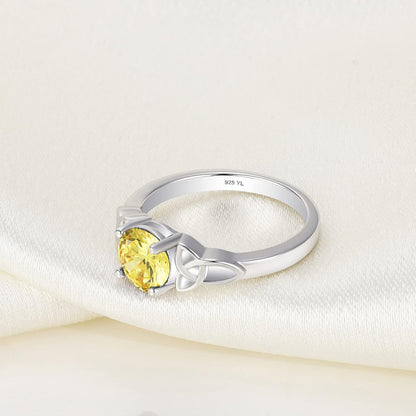 Celtic Knot Rings for Women 925 Sterling Silver round Cut Birthstone Statement Ring