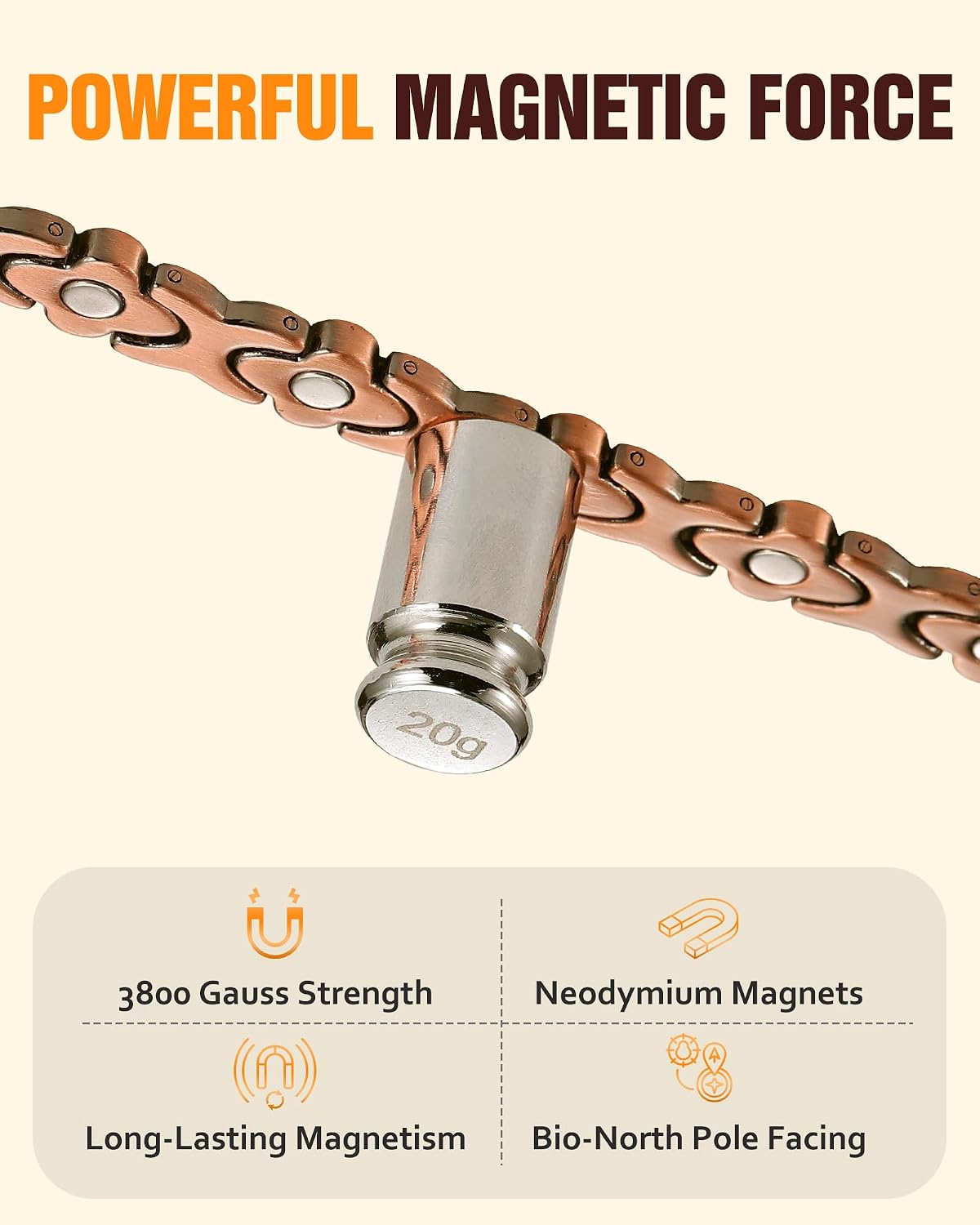 Pure Copper Bracelet for Women, Ultra Strength Magnetic Therapy Bracelets with 3800 Gauss Magnets，Four-Leaf Clover Jewelry