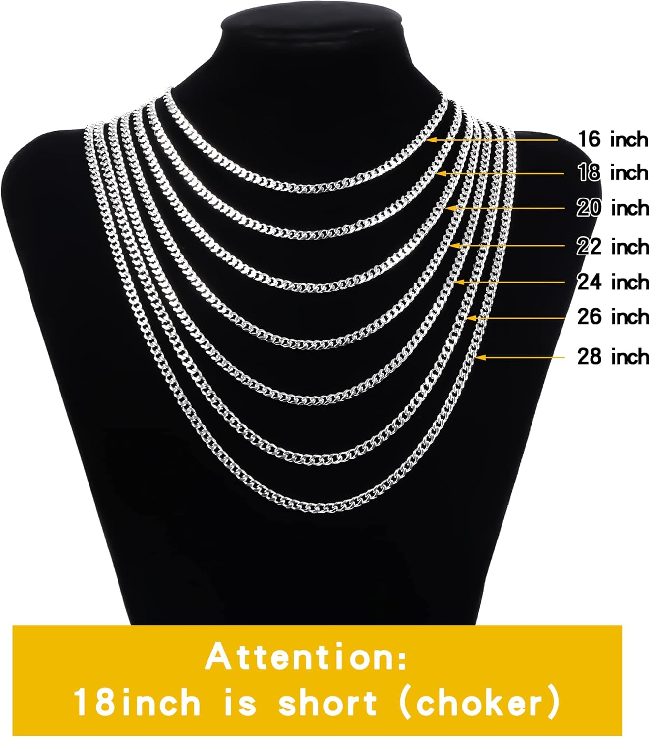 5Mm Silver Tone/Gold Cuban Link Chain for Men, Mens Chain Necklaces, Stainless Steel Chain Necklaces for Men Women, 3.5/4/5Mm