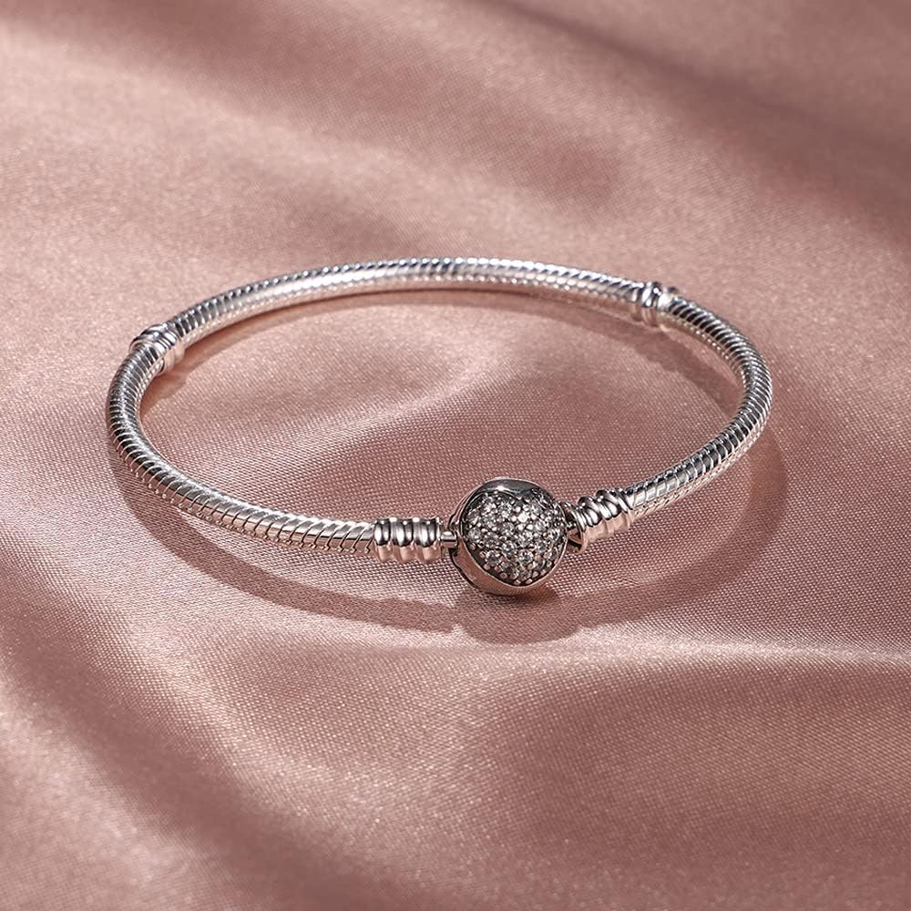Snake Chain Charm Bracelets for Charm 925 Sterling Silver Jewelry Bracelet Fits Any Charm Gift for Women