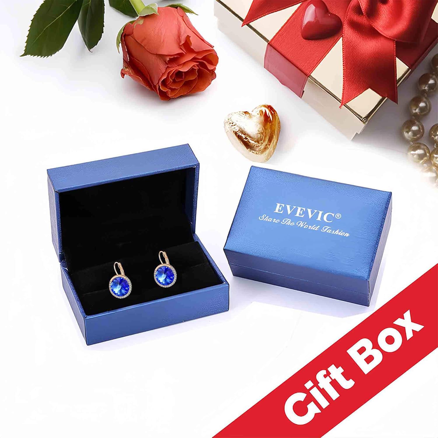 Round Austrian Crystal Halo Drop Leverback Earrings for Women 14K Gold Plated Hypoallergenic Earrings