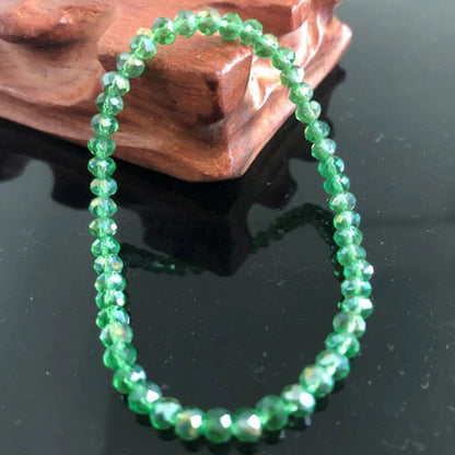 Handmade Women'S 4Mm Rhinestone Crystal Beaded round Glass Beads Stretch Bracelet Femme Bangle Bracelets Women Girl Wrap Jewelry
