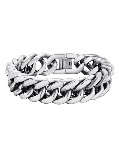 Men Stainless Steel Cuban Chain Bracelets 17Mm Hip Pop Chunky Franco Chain Bracelet 8.3 Inch Heavy Link Chains for Son Husband Jewelry Birthday Teen Graduation Father'S Day Gifts