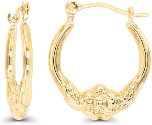 14K Yellow Gold Multiple Shapes of Hoop Earrings with Hinged Clasp | Wings & Heart, Dove and Cherub| Solid Gold Earrings for Women
