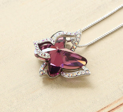 Gift Butterfly Birthstone Crystal Necklace, Silver Tone with 18”+2” Chain, Necklace for Mother’S Day Anniversary Birthday Gifts for Women and Daughter
