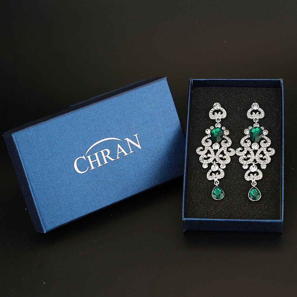 Exquisite Teardrop Crystal Bridal Wedding Earrings Vintage Chandelier Dangle Long Earrings for Women