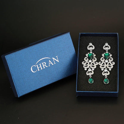 Exquisite Teardrop Crystal Bridal Wedding Earrings Vintage Chandelier Dangle Long Earrings for Women