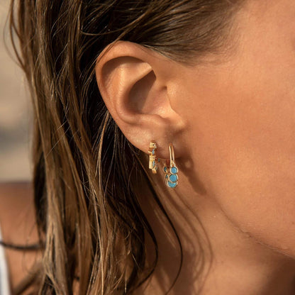 Gold Tassel Huggie Hoop Earrings 18K Gold Plated Dainty Small Star Disc Cross Turquoise CZ Tassel Dangle Drop Huggy Sleeper Earrings for Women for Her