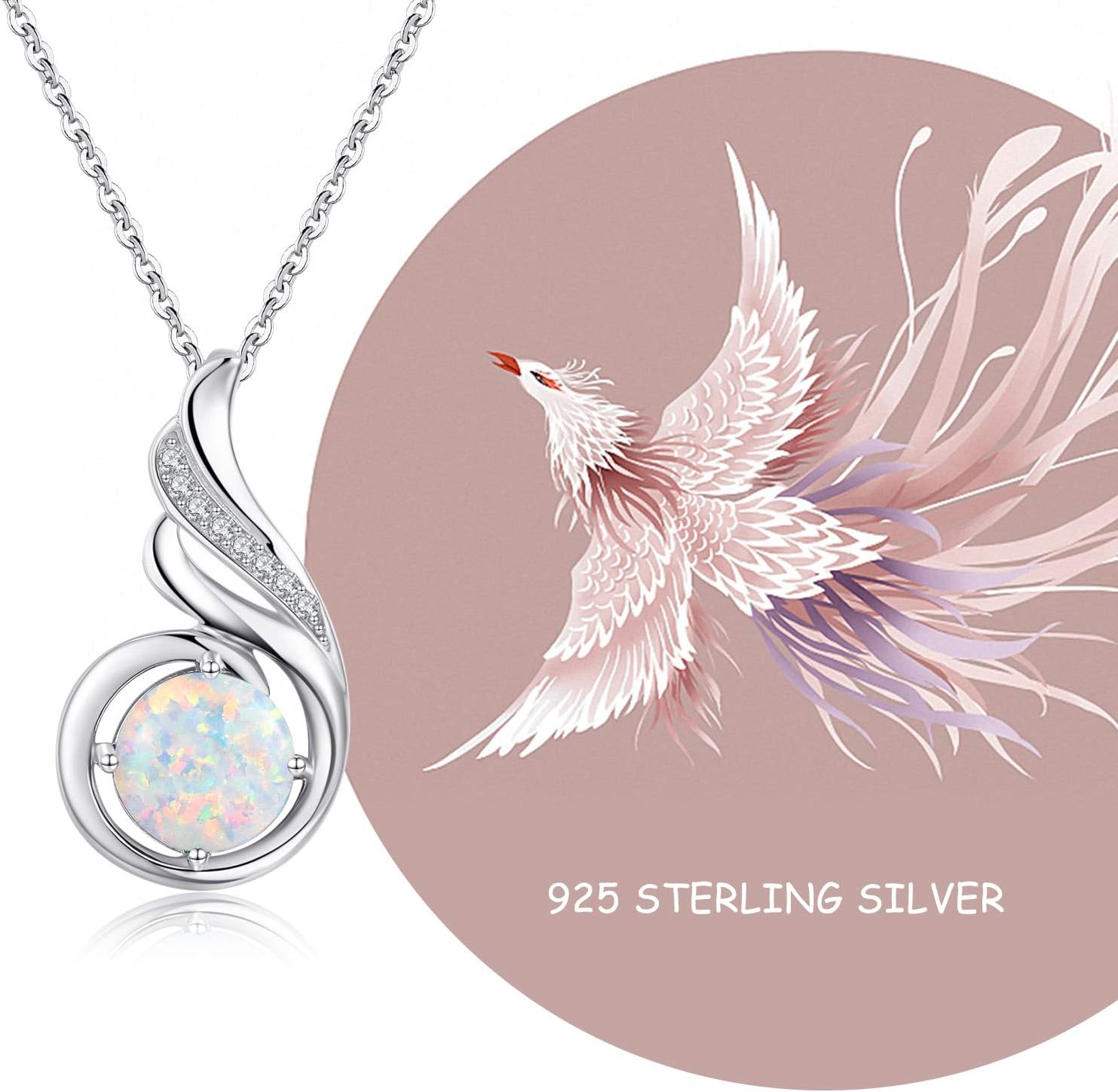 Birthstone Gemstone Necklaces for Women 925 Sterling Silver Dainty Pendant Jewelry Valentines Mothers Day Christmas Birthday Gifts for Mom Girlfriend Wife Daughter
