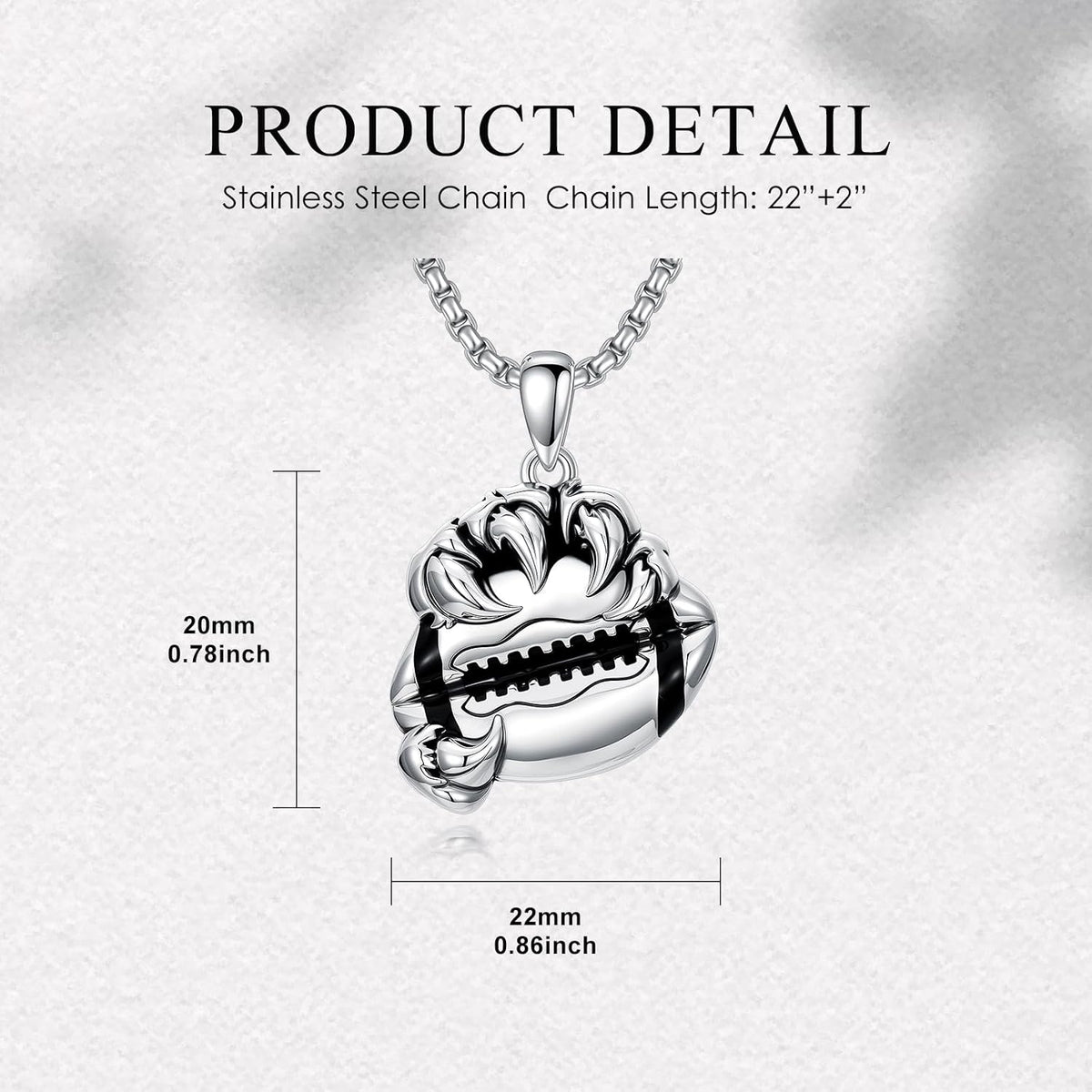 925 Sterling Silver Bear Claw Soccer Pendant Necklace