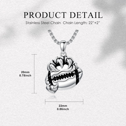 925 Sterling Silver Bear Claw Soccer Pendant Necklace