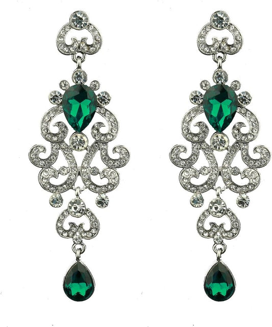 Exquisite Teardrop Crystal Bridal Wedding Earrings Vintage Chandelier Dangle Long Earrings for Women