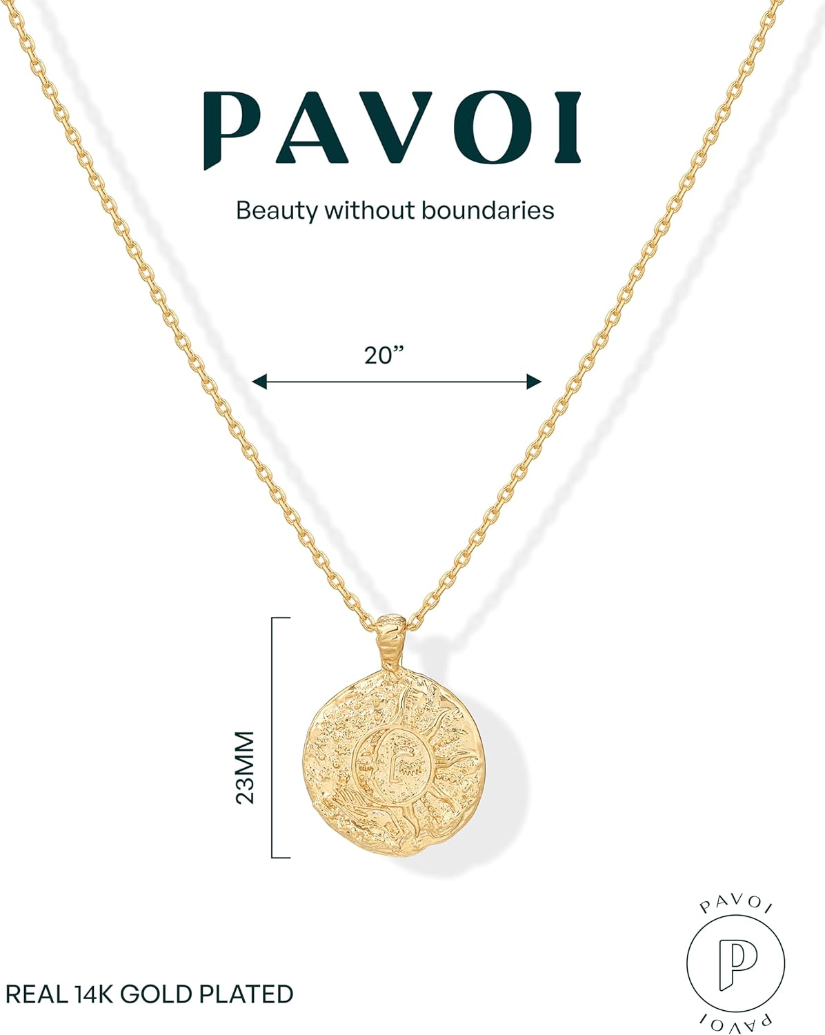 14K Gold Plated Engraved Coin Pendant Necklaces for Women | Byzantine Coin Pendants | Bohemian Necklace