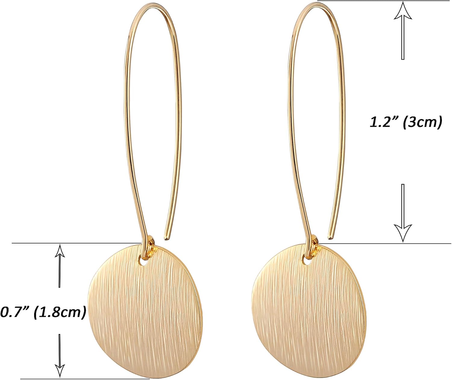 Statement Long Gold Circle Semicircle Ball Dangling Earrings for Women 18K Gold Plated Drop Earrings