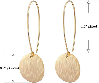 Statement Long Gold Circle Semicircle Ball Dangling Earrings for Women 18K Gold Plated Drop Earrings