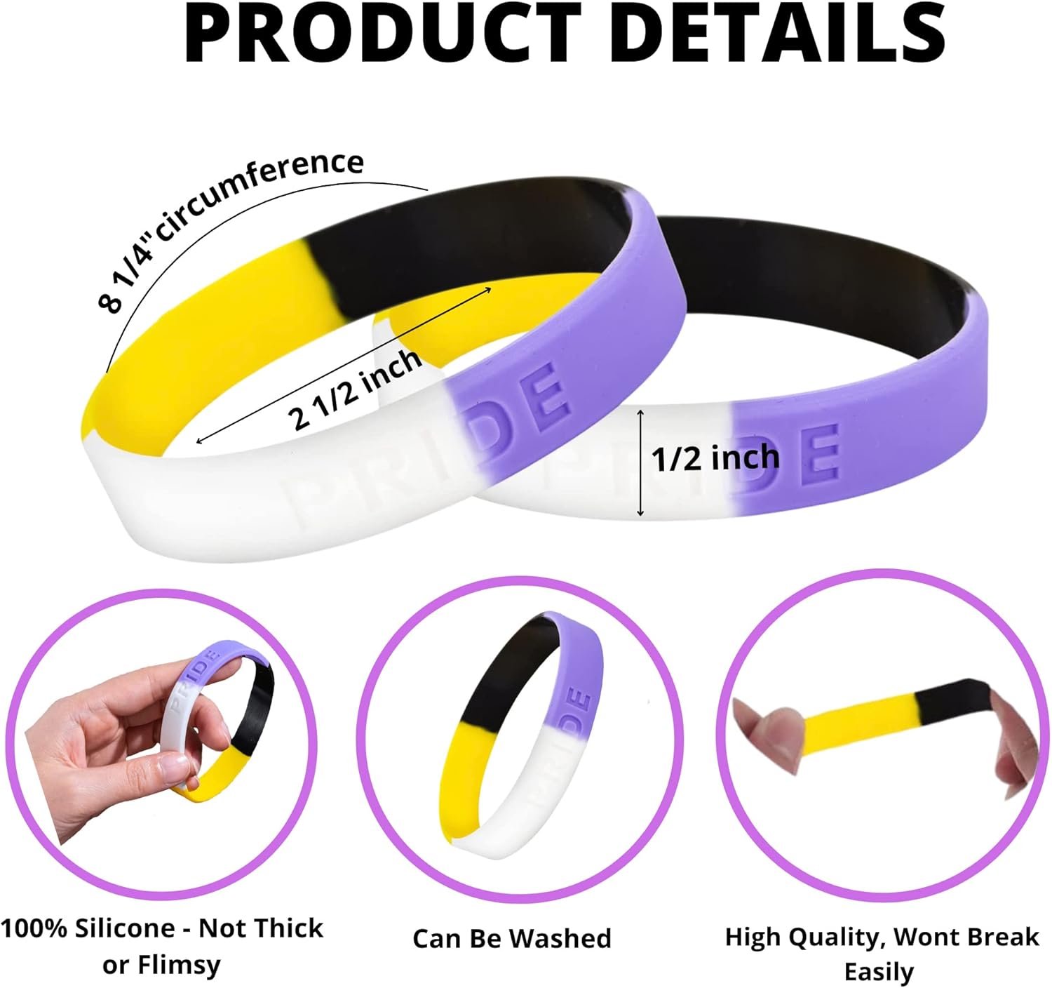 Transgender, Rainbow Gay Pride, Bisexual, Pansexual, Asexual Silicone Bracelets – LGBTQ+ Wristbands for Pride Month, Parades, Events, Fundraisers, Awareness & Support – Unisex
