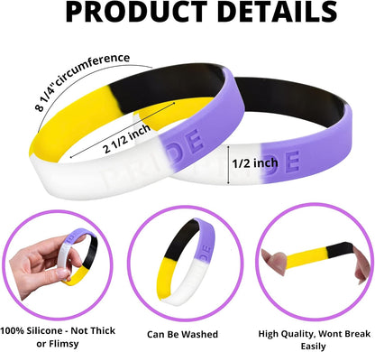 Transgender, Rainbow Gay Pride, Bisexual, Pansexual, Asexual Silicone Bracelets – LGBTQ+ Wristbands for Pride Month, Parades, Events, Fundraisers, Awareness & Support – Unisex