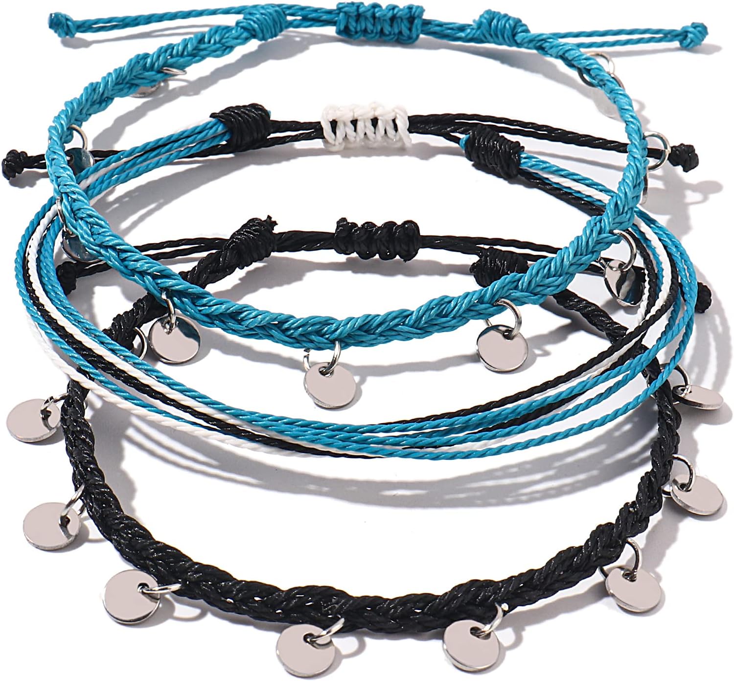 String Ankle Bracelets Waterproof Rope Anklets Braided Beach Boho Coin Anklets Cute Friendship Foot Jewelry for Women