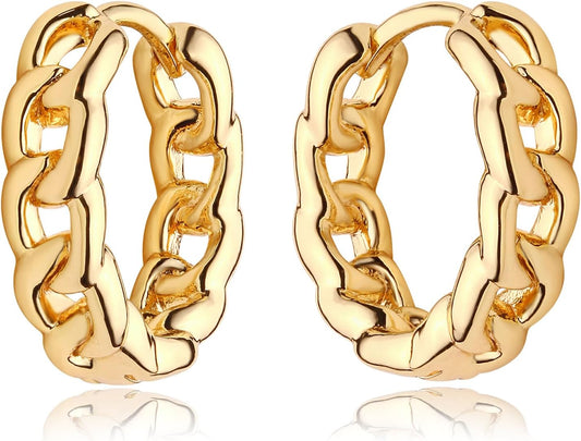 Gold Hoop Earrings for Women 18K Gold Plated Huggie Earrings Handmade Simple Minimalism Hoop Hypoallergenic Earrings for Everyday Jewelry