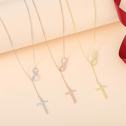 925 Sterling Silver Infinitysilver Cross Necklaces for Women - Cross Pendants 3 Color Styles Religious Jewelry with Adjustable Chain - Top Gifting Idea