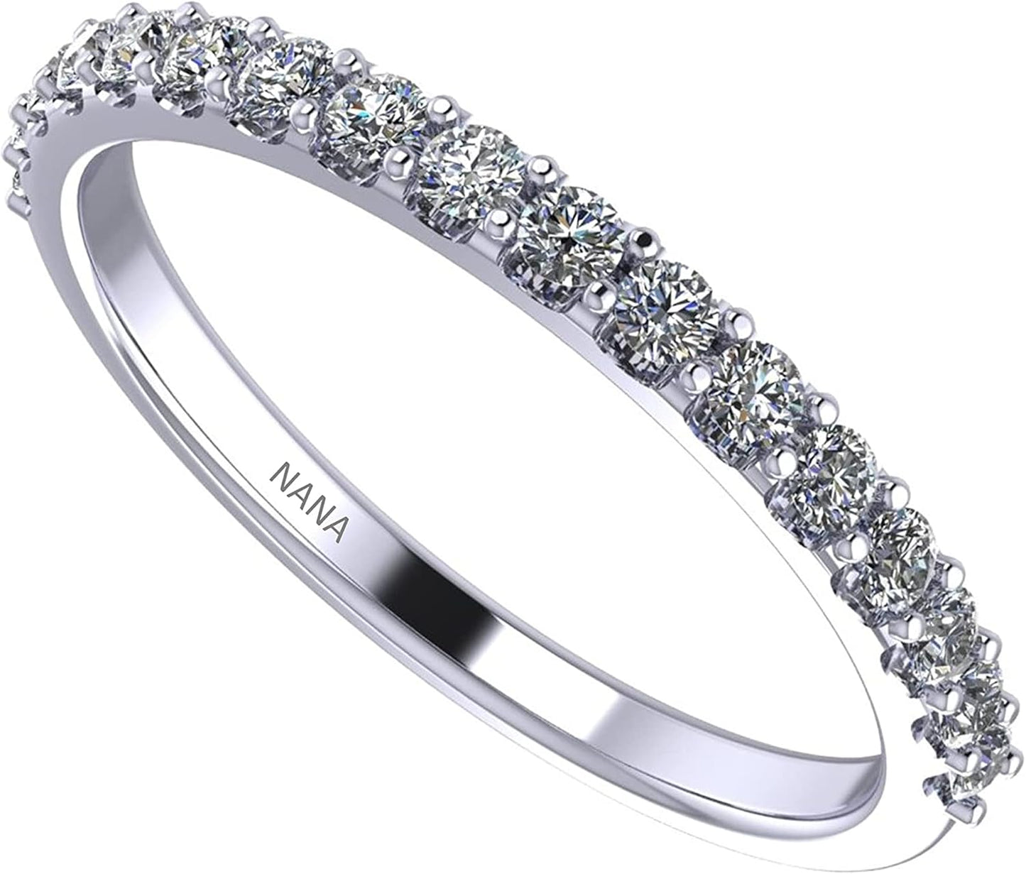 Simulated Diamond Wedding Band/Anniversary Ring Cubic Zirconia Silver Half Eternity Stackable
