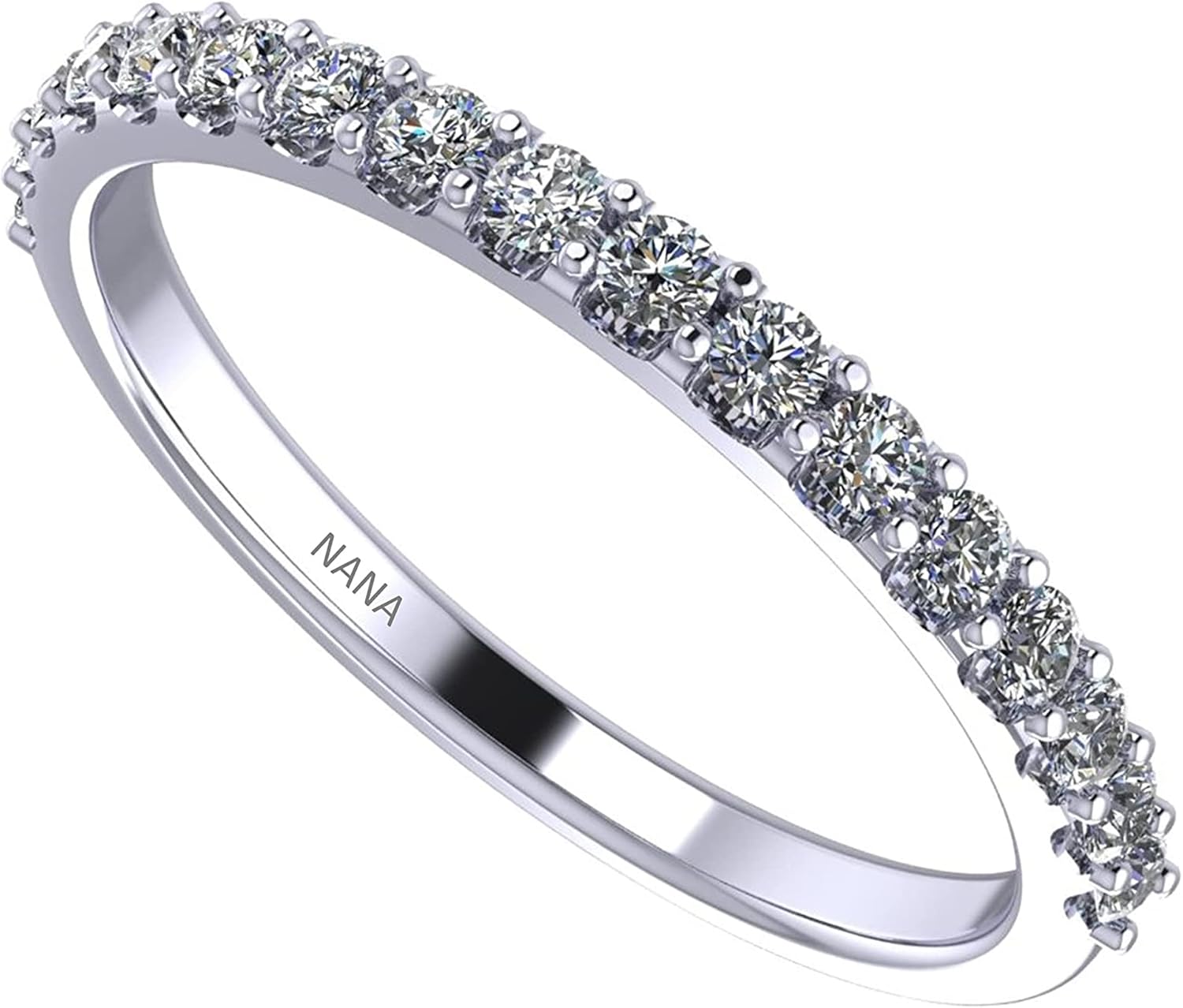 Simulated Diamond Wedding Band/Anniversary Ring Cubic Zirconia Silver Half Eternity Stackable
