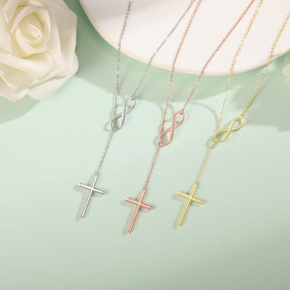 925 Sterling Silver Infinitysilver Cross Necklaces for Women - Cross Pendants 3 Color Styles Religious Jewelry with Adjustable Chain - Top Gifting Idea