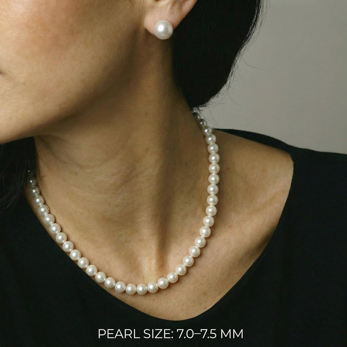 Real Pearl Necklace for Women with AAA+ Quality round White Freshwater Genuine Cultured Pearls