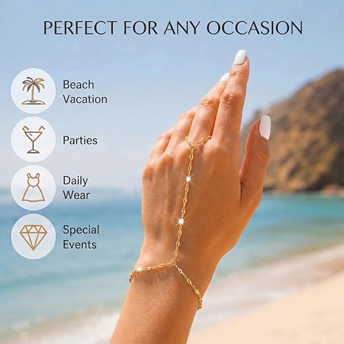 Hand Chain Bracelet Gold Bracelets for Women Link Chain Bracelets Trendy Finger Ring Slave Bracelet Jewelry Gifts