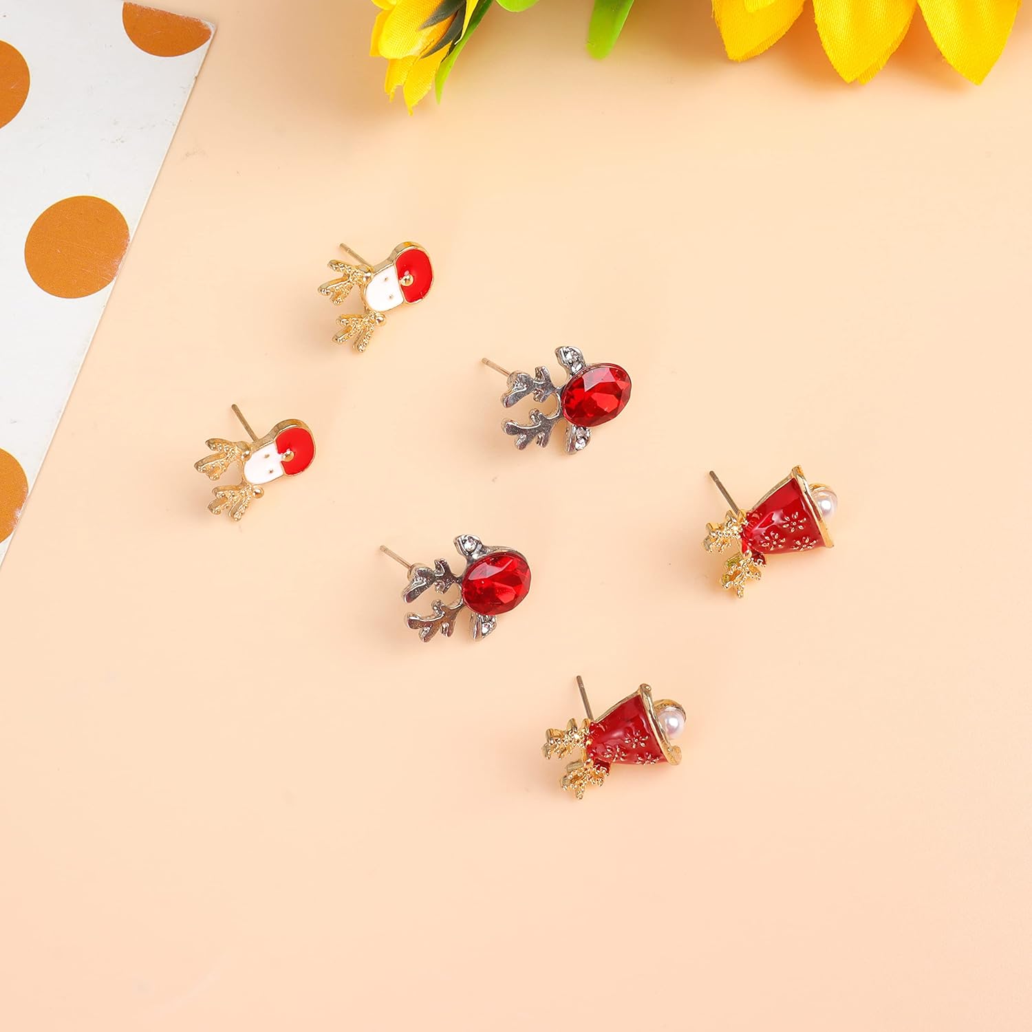 Christmas Earrings for Women Rhinestone Pearl Bow Earrings Holiday Jewelry Gifts Christmas Outfits for Women Stocking Stuffers