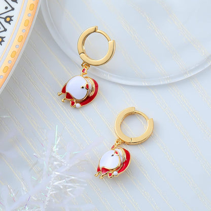 Christmas Earrings for Women with Dangle, Small Gold Huggie Earrings for Women 14K Real Gold Plated
