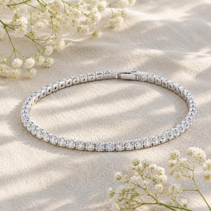925 Sterling Silver Moissanite Tennis Bracelet for Women, 5.3 Carat Total Weight, D Color VVS1 Brilliant Moissanite Stones, 3Mm Classic Tennis Bracelet, GRA Certified, Available in 6.5 7 and 7.5 Inch Sizes