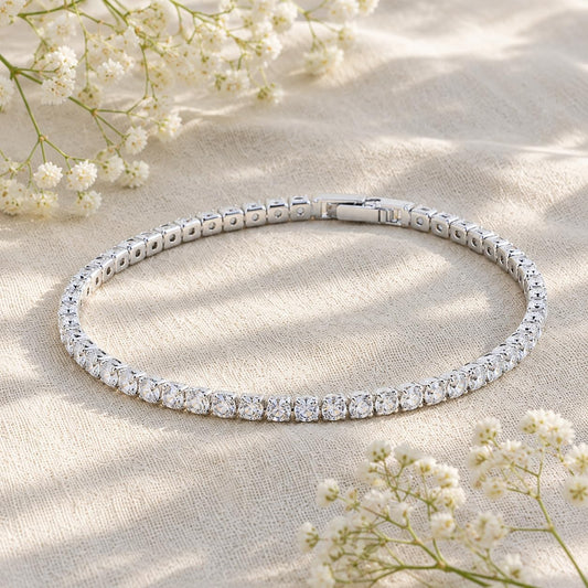 925 Sterling Silver Moissanite Tennis Bracelet for Women, 5.3 Carat Total Weight, D Color VVS1 Brilliant Moissanite Stones, 3Mm Classic Tennis Bracelet, GRA Certified, Available in 6.5 7 and 7.5 Inch Sizes