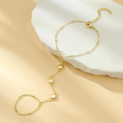 Hand Chain Bracelet Gold Bracelets for Women Link Chain Bracelets Trendy Finger Ring Slave Bracelet Jewelry Gifts