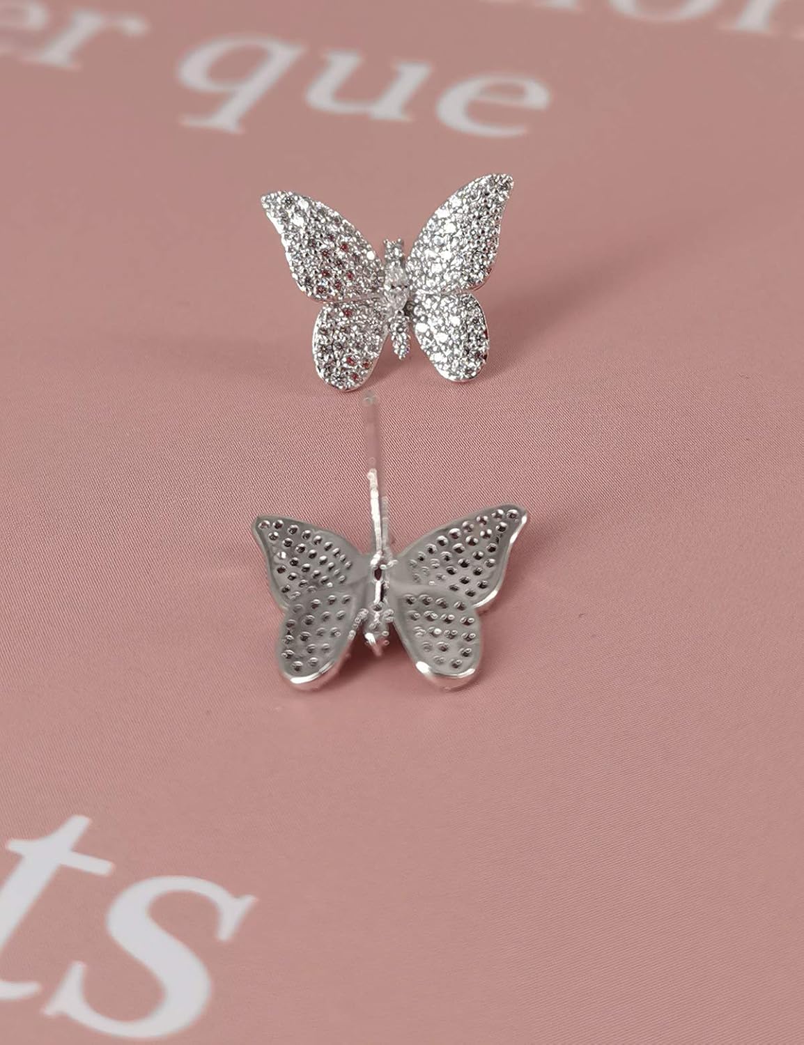 ANN BABIC CZ Butterfly Stud Earrings for Women - Cubic Zirconia Paved Butterfly Earrings - Butterfly Earrings Plated in Gold