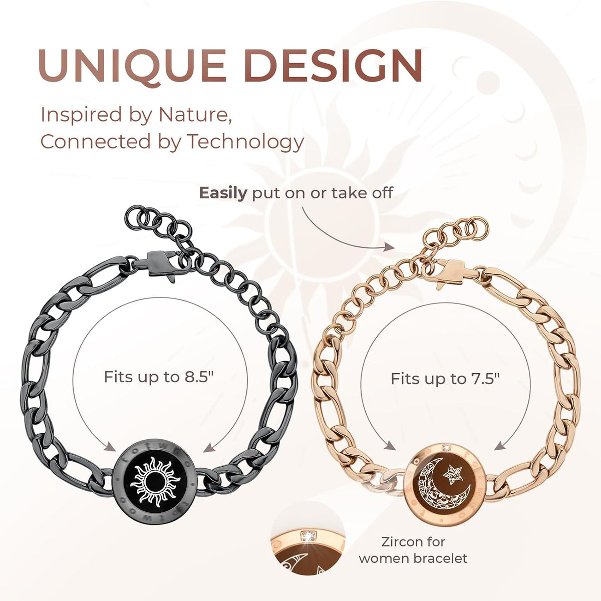 TOTWOO Sun & Moon Smart Touch Couple Bracelets