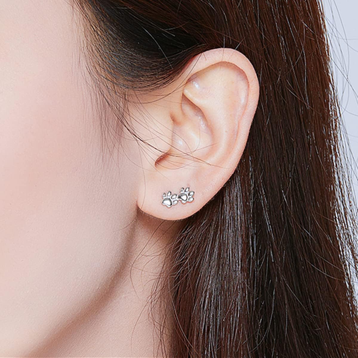925 Sterling Silver Stud Earrings Hypoallergenic Cute Animal Butterfly Cat Paw Flower Fairy Mermaid Earrings for Women Jewelry