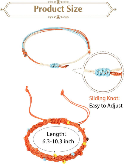 21 Pieces Surfer Wave Bracelet Ocean Wave Adjustable Waterproof Handmade Friendship Bracelet Anklet Jewelry for Women