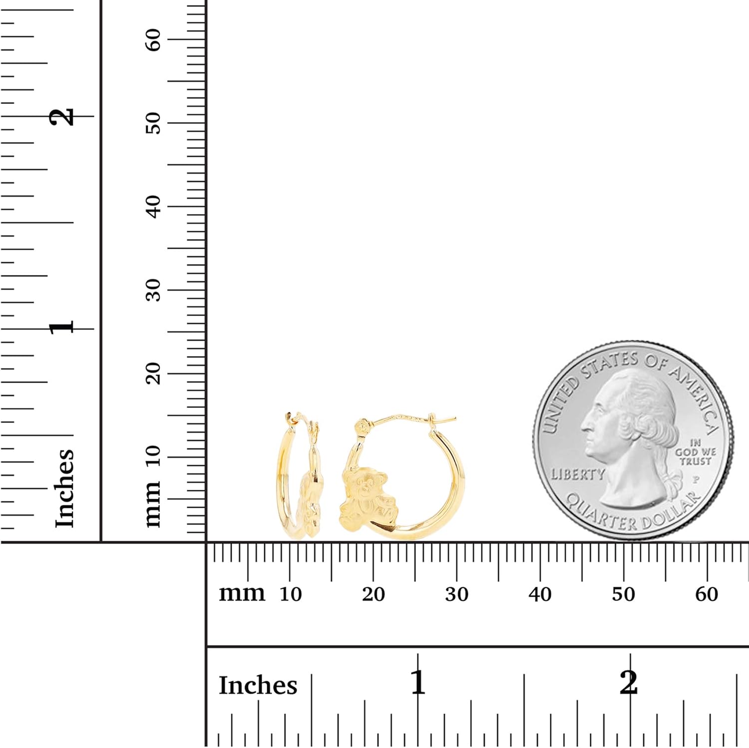 14K Yellow Gold Fancy Hoop Earrings with Hinged Clasp | Cat and Butterfly | Earrings for Sensitive Ears | Yellow Gold Hoops | Solid Gold Earrings for Women