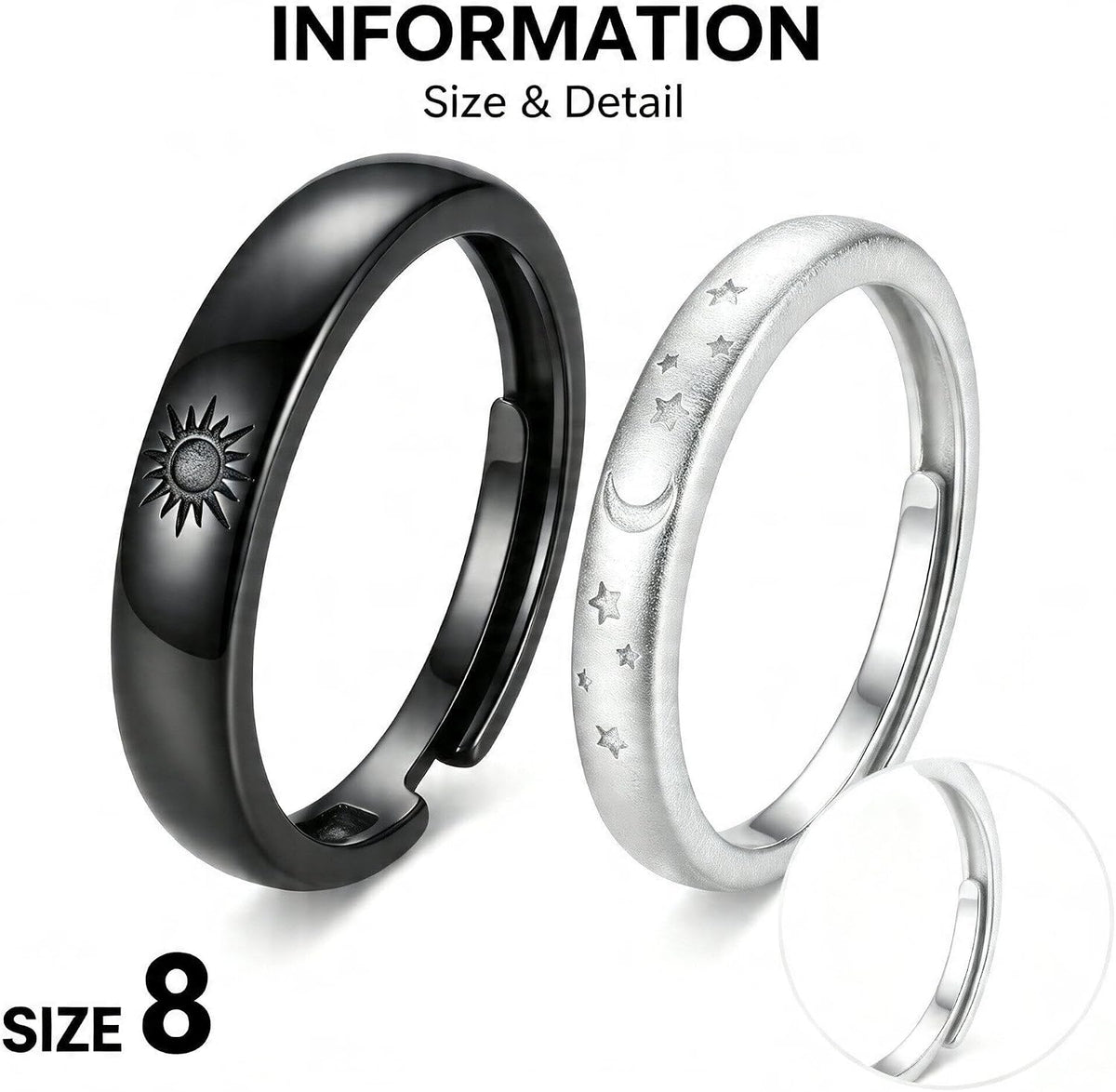 18K Gold-Plated Adjustable Sun & Moon Promise Ring