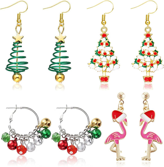 Christmas Earrings for Women Christmas Tree Dangle Earrings Snowflake Santa Candy Cane Snowman Penguin Earrings Holiday Winter Earrings Christmas Stocking Stuffers Gifts